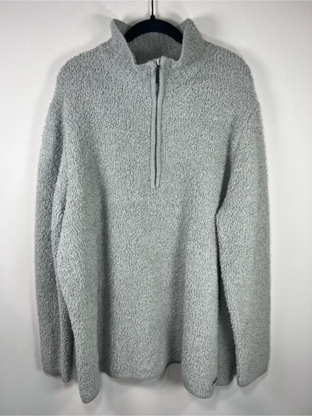 Natural Reflections 1/4 Zip Pullover Sherpa Sweater Gray Cozy Soft Winter Sz 1X